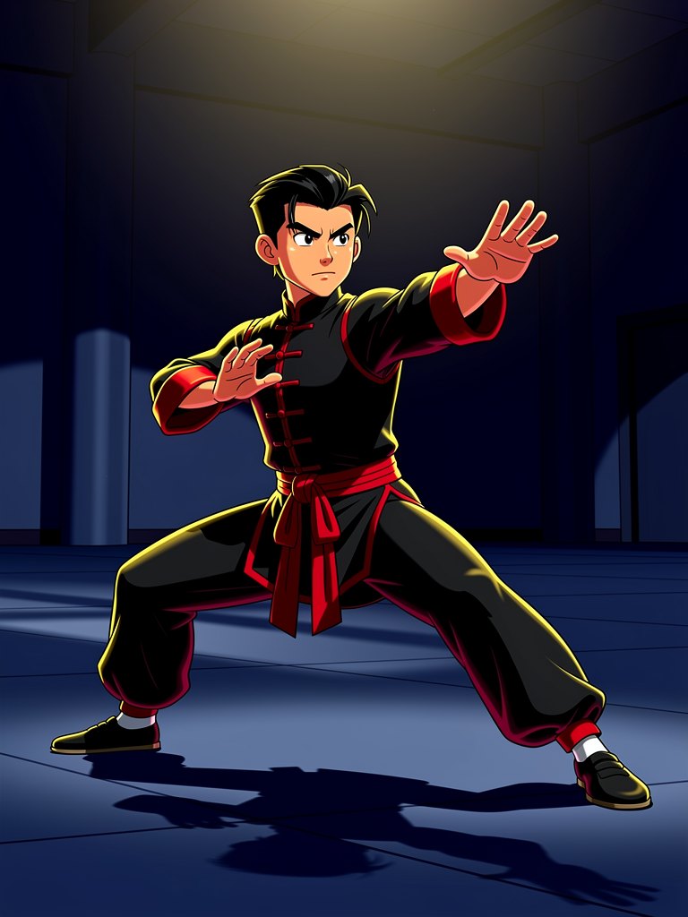 Adult Wushu at Wushu Unlimited, animated illustration
