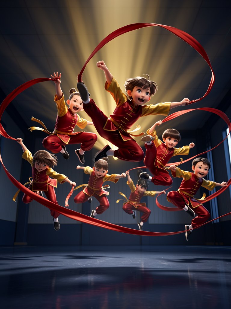 Children's Wushu at Wushu Unlimited, animated illustration