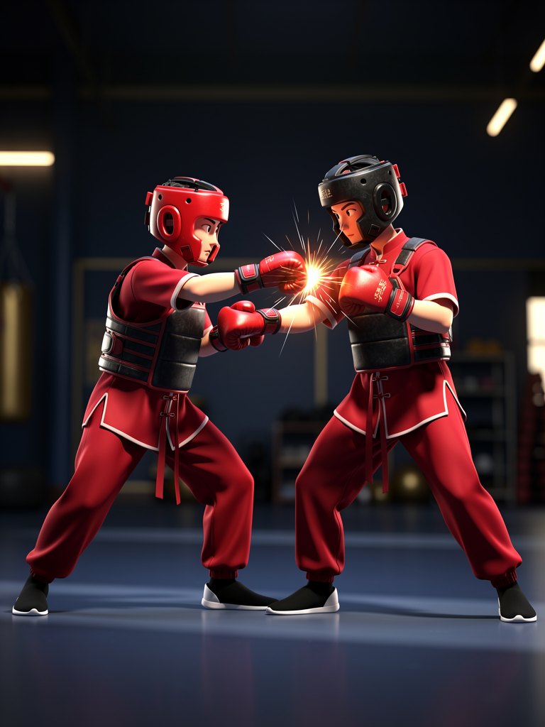 Sanda/Self Defense at Wushu Unlimited, animated illustration