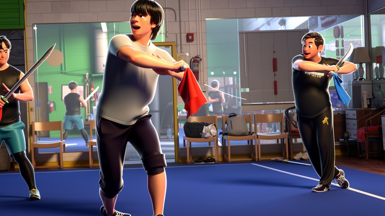 Adult Wushu at Wushu Unlimited, animated illustration