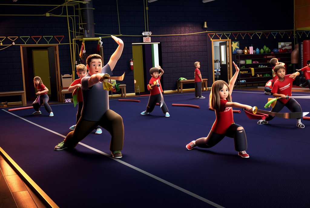 Children's Wushu at Wushu Unlimited, animated illustration