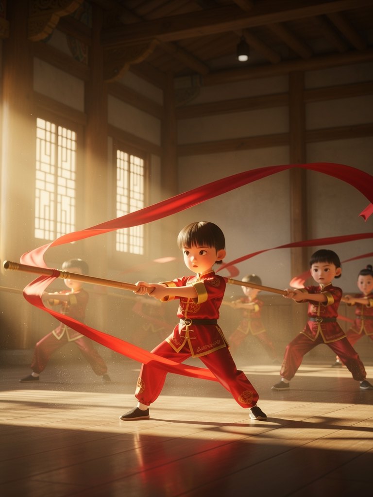 Children's Wushu at Wushu Unlimited, animated illustration