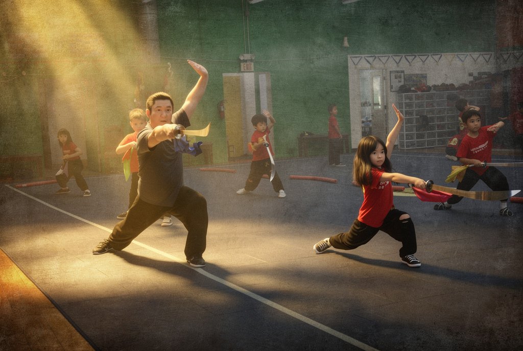 Children's Wushu at Wushu Unlimited, animated illustration
