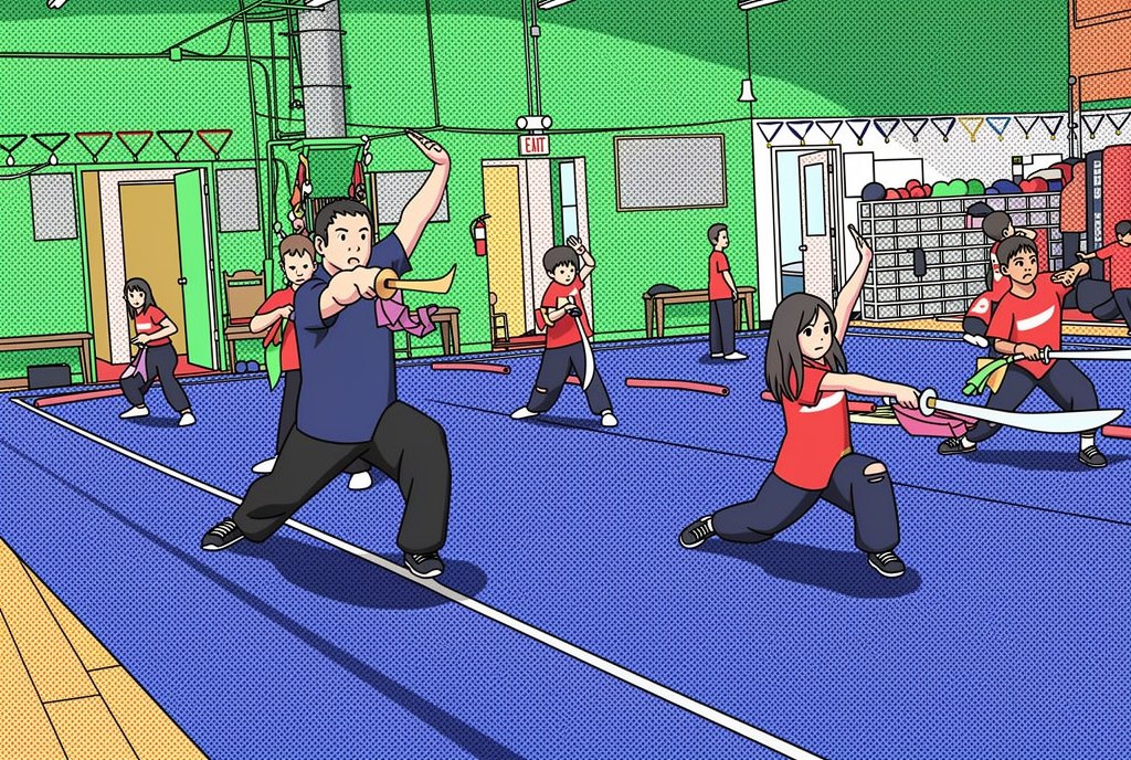 Children's Wushu at Wushu Unlimited, anime illustration
